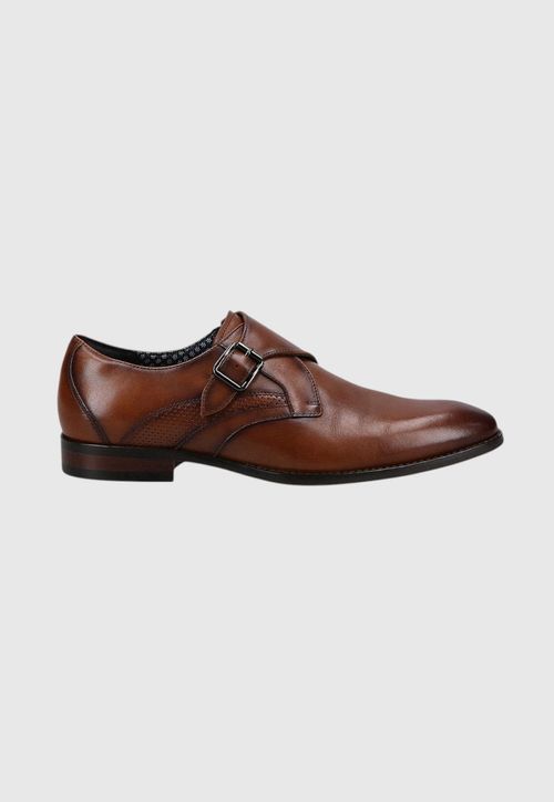 Zapato Formal Hebilla Cuero Cognac