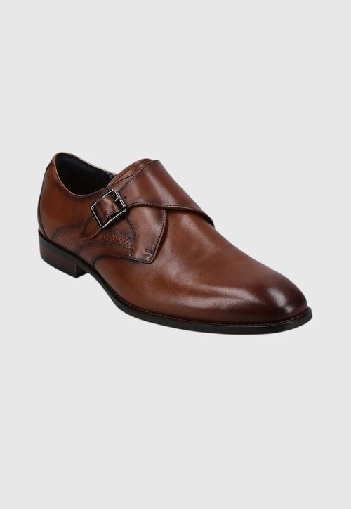 Zapato Formal Hebilla Cuero Cognac